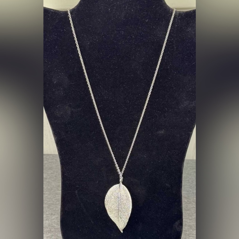 mark. brand Silver Leaf Necklace 31”
